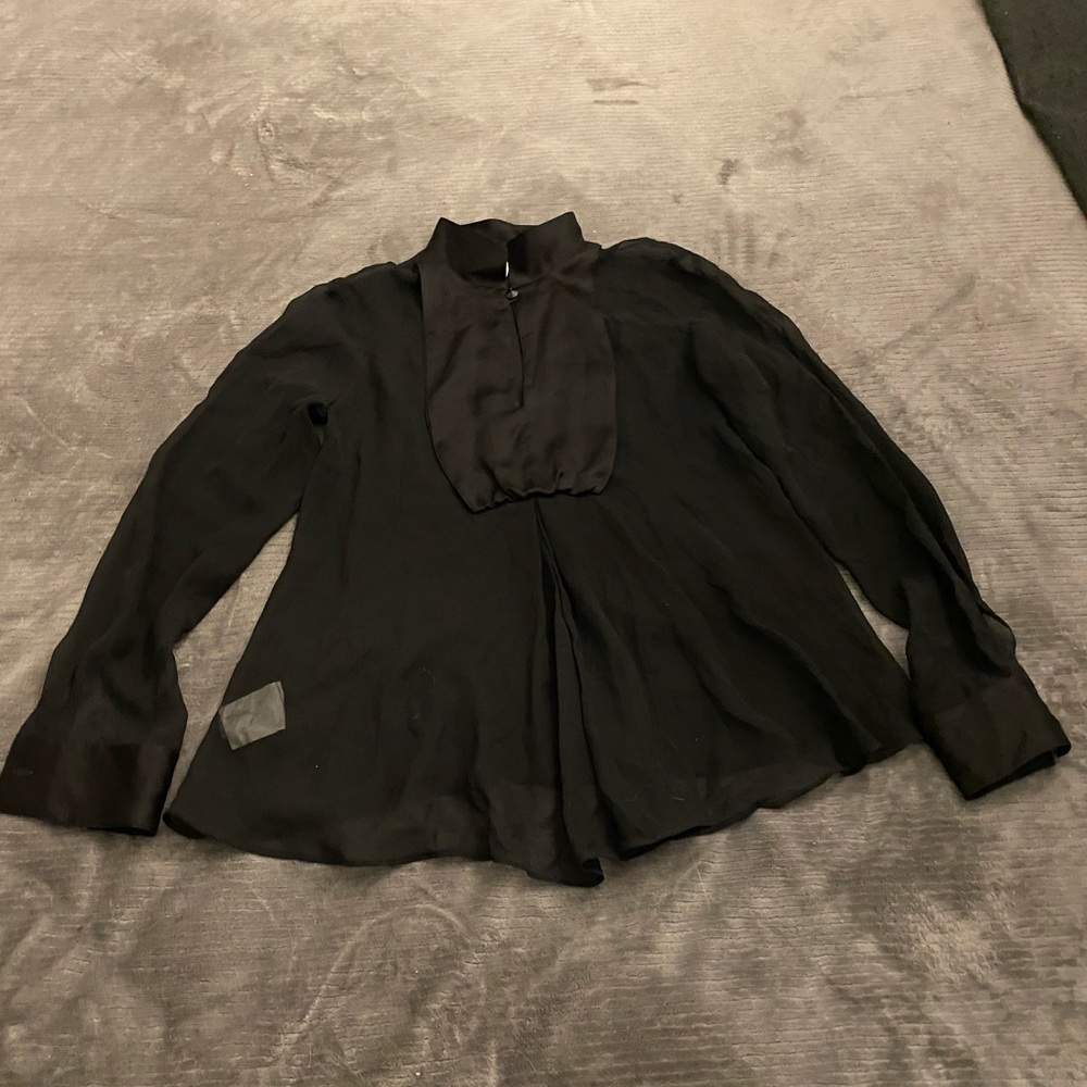 Giorgio Armani Black Sheer Long-Sleeve Blouse Size S (Eu 36)